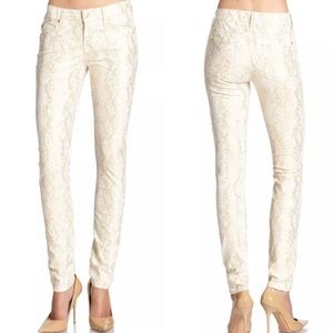 NWT 7 For All Mankind Metallic Snake Skinny Jeans